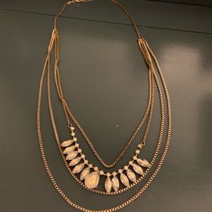 Francesca’s Gold Necklace w/ white/clear beading